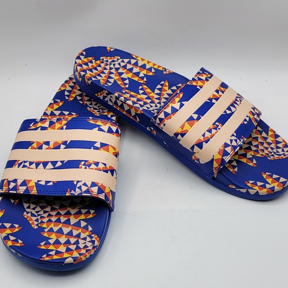 adidas Other - Adidas Adilette Shower Slides Blue Multicolor Geometric Mens 11 IG1270 Sandals